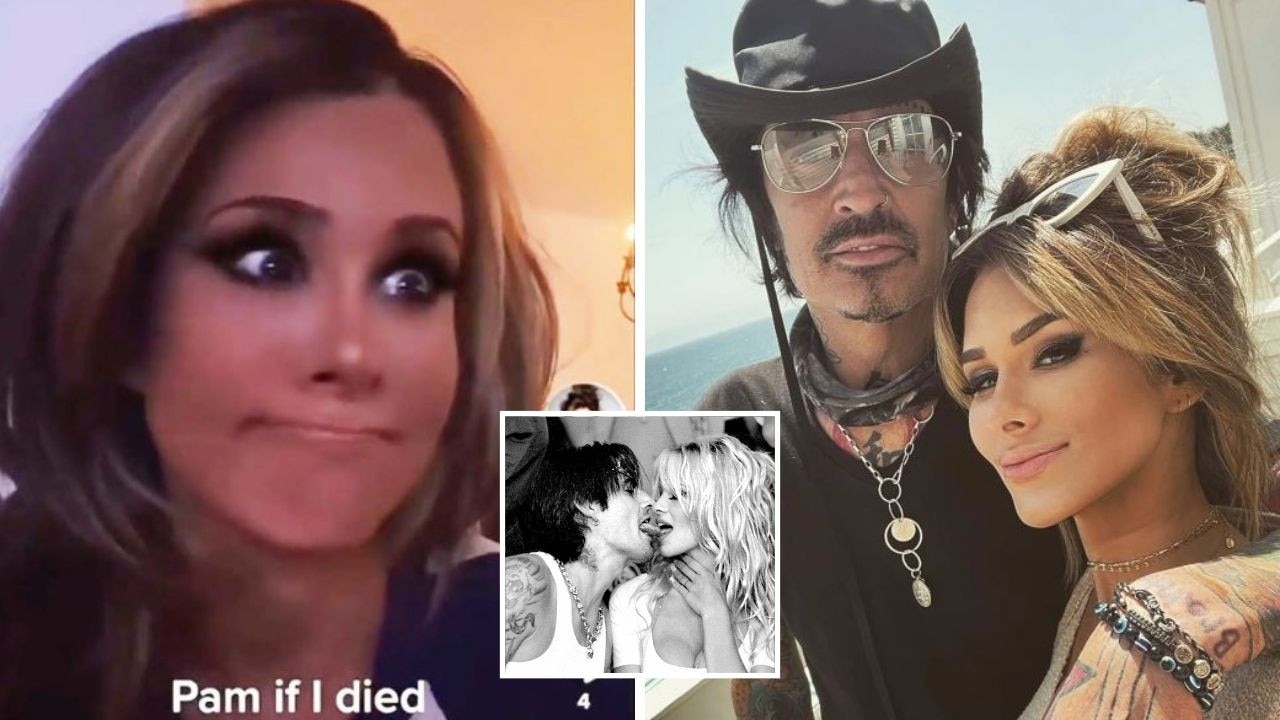 Brittany Furlan is being slammed for posting — and deleting — a TikTok video mocking Pamela Anderson. Pictures: TikTok, Instagram, AP