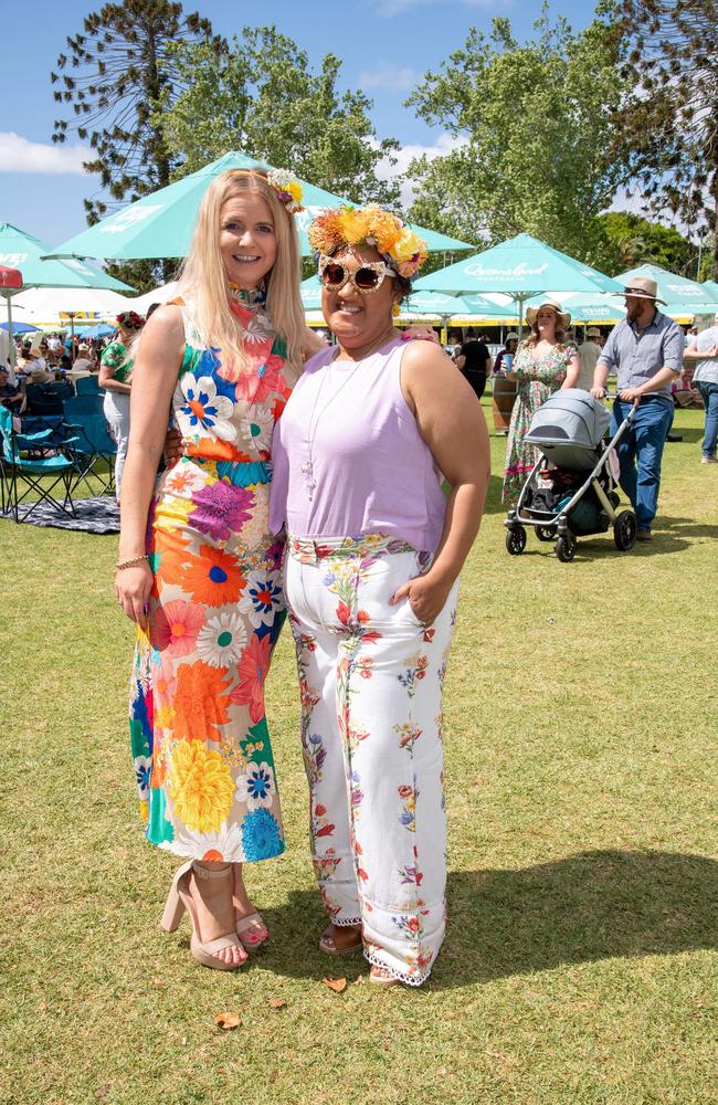 Kerryn Petersen (left) and Jules O'Sullivan, Toowoomba Carnival of Flowers Festival of Food and Wine, Saturday, September 14th, 2024. Picture: Bev Lacey