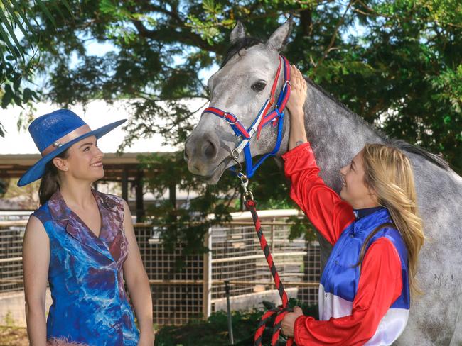 Jockey Alice Lindsay (right) will be sidelined for the next three to four months after a fall on Wednesday, but she is expected to recover. Picture: Glenn Campbell