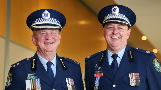 Superintendent Peter Lennon and Chief Inspector Stephen at the Fairfield Local Area Command awards. Picture: AAP Image/Angelo Velardo