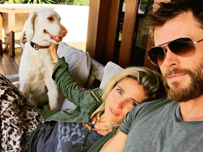 Chris Hemsworth at home in Byron Bay with wife Elsa Pataky. Picture: Instagram