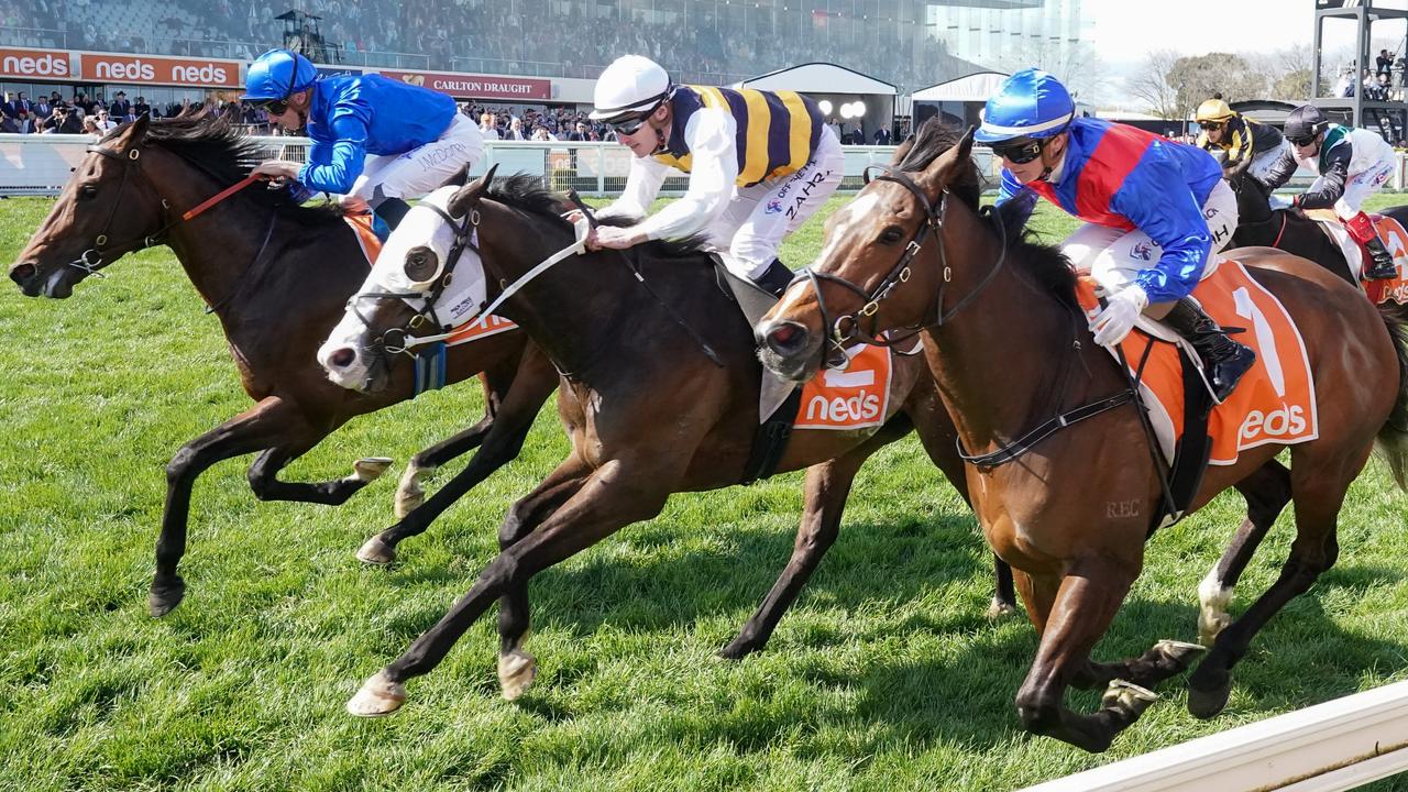 Anamoe nailed I’m Thunderstruck and Zaaki in the Group 1 Might And Power Stakes. Picture: Racing Photos