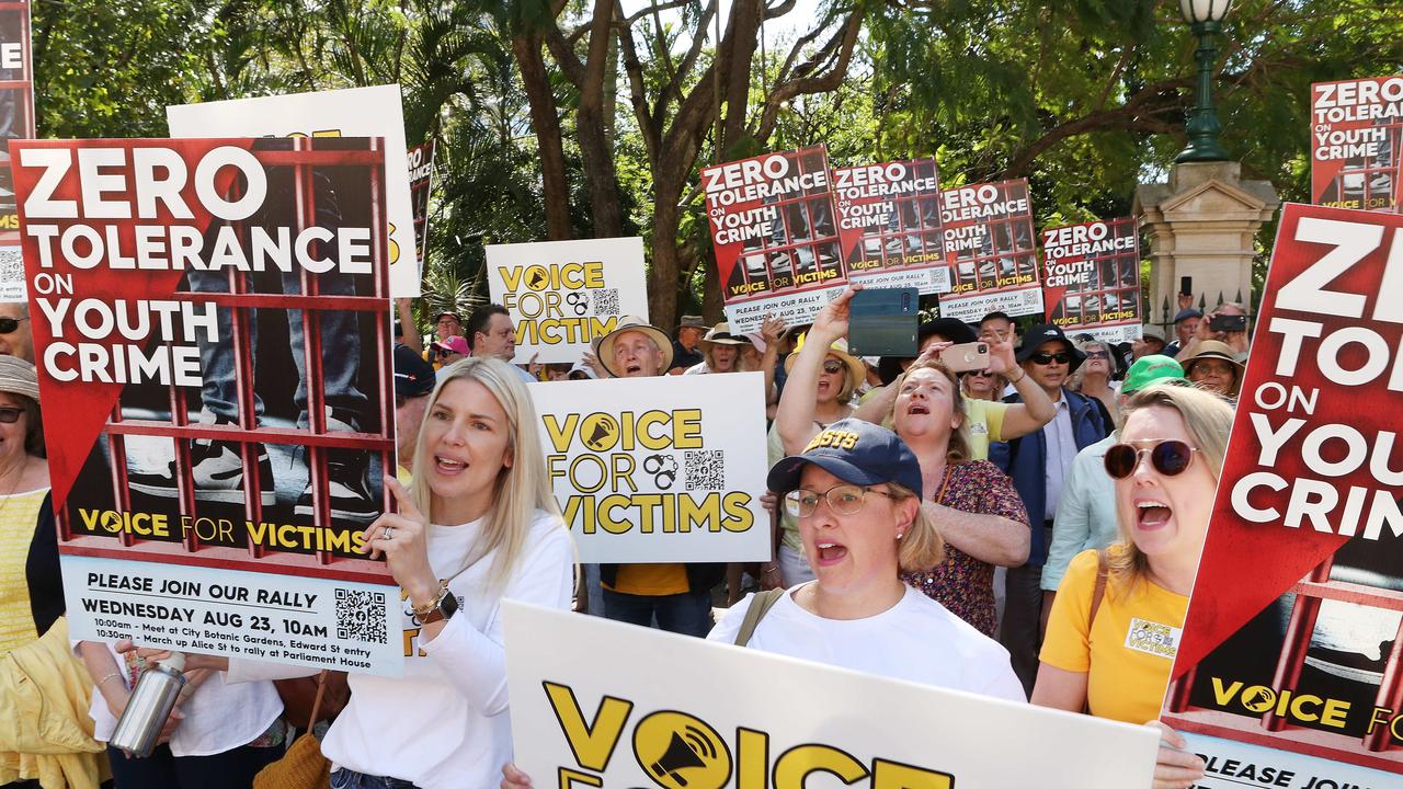 Voice for Victims march on Parliament House, Brisbane. Picture: Liam Kidston