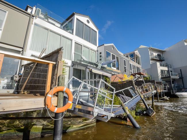 Two balconies have collapsed because of a crack in the sea wall in Patterson LakesPicture Jay Town