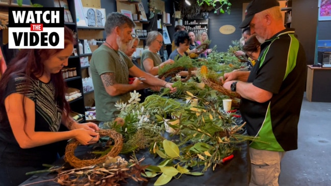 Solider On at Arthouse Industries making wreaths for ANZAC Day