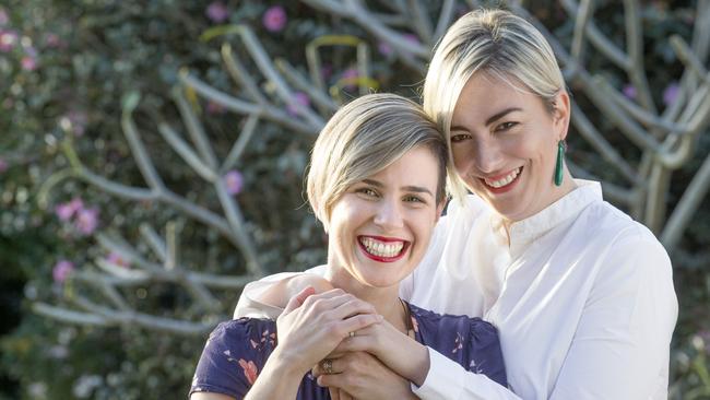 Renee Coffey (left) with her friend, Jessica Rudd, in 2018. Picture: AAP