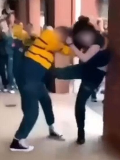 Students fighting at Golden Grove High School. Picture: Supplied