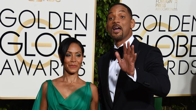 Jada Pinkett Smith, and Will Smith arrive for the 73nd annual Golden Globe Awards, January 10, 2016, at the Beverly Hilton Hotel in Beverly Hills, California. AFP PHOTO / VALERIE MACON