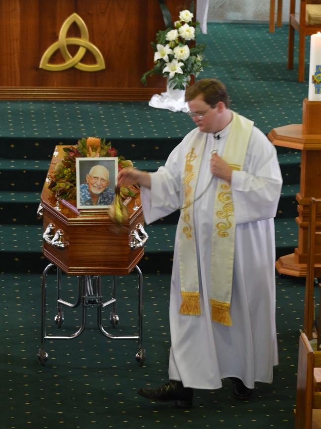 Hinchinbrook identity Vincenzo “Vince” Vitale is remembered during a moving Funeral Mass at St Patrick’s Church in Ingham on Wednesday. Picture: Cameron Bates