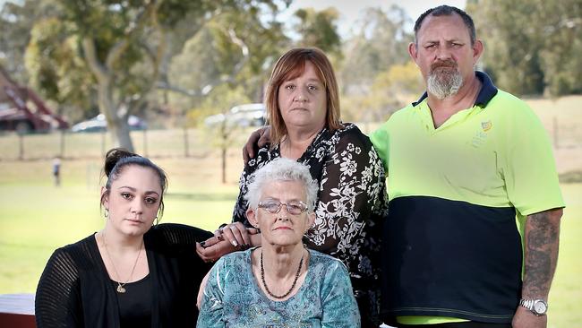 Beverley Hanley’s granddaughter Tasha Hanley, daughter Robyn Schaefer, son Rob Hainsworth and close friend Gloria West gathered to remember her in 2015 on the fifth anniversary of her death. Picture: Mike Burton