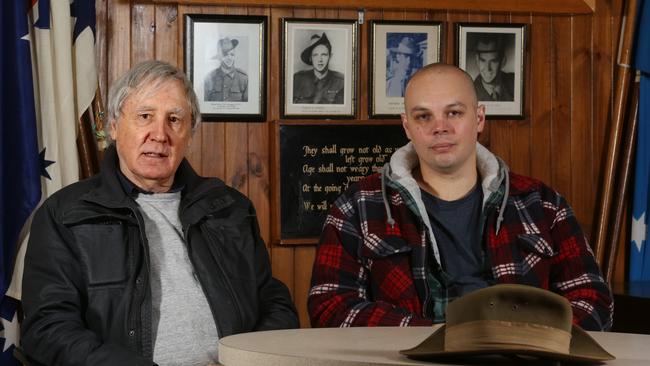 Croydon RSL president John Hexter and Afghanistan veteran Phil Hodgskiss. Picture: Stuart Milligan