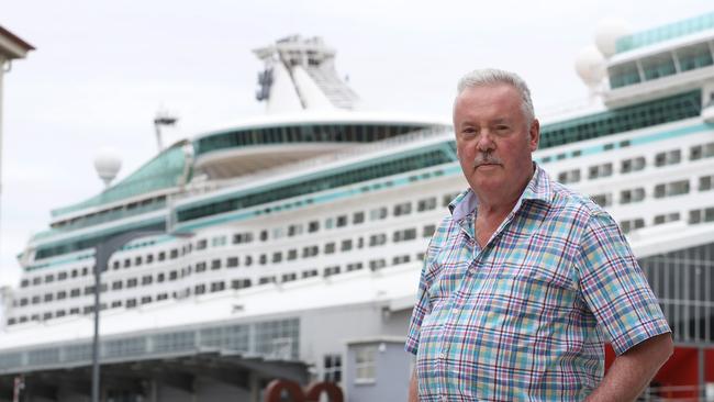 Euan Hills, owner of Art Mob on Hunter Street has started a petition about cruise ships burning their fuel while in port at Hobart. Picture: LUKE BOWDEN