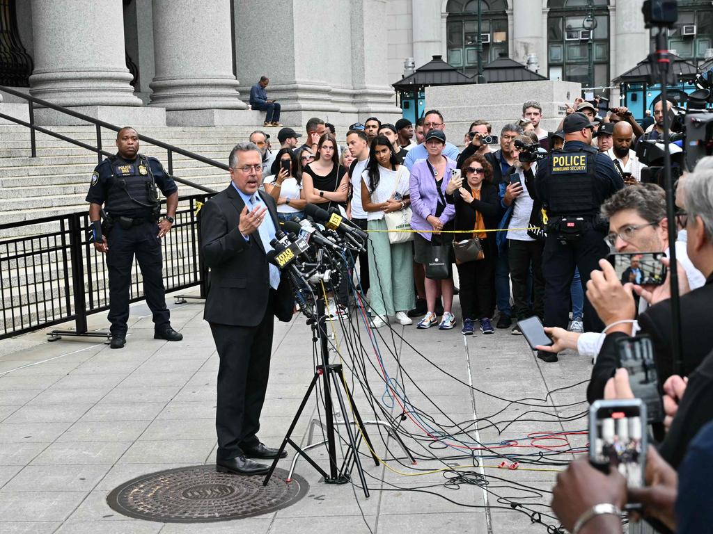 Marc Agnifilo, lawyer for rapper and music producer Sean "Diddy" Combs, speaks to the press after his client's bail hearing. Picture: AFP.