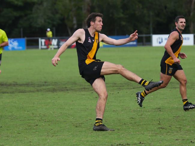 Pictured: Rory Tarlington. North Cairns Tigers v Cairns City Lions, Round 11 at Watsons Oval. AFL Cairns 2024. Photo: Gyan-Reece Rocha