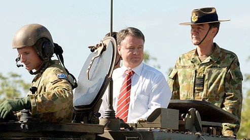 Soldier Hastie with former Defence Minister Joel Fitzgibbon.