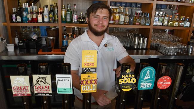 Jack Lloyd-Jones with a glass of Hard Solo at The Ville. Picture: Evan Morgan