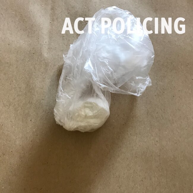 A white substance believed to be cocaine found at the residence of Ricky Evans. Picture: ACT Policing