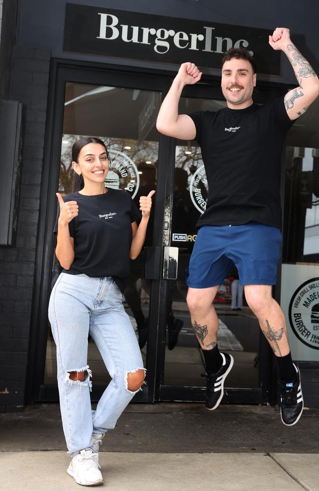 Burger Inc owner Hilal Acar and cook Matt Elsen are excited to be crowned the best place to buy a burger in Geelong. Picture: Alison Wynd