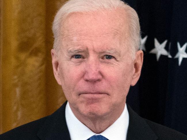 US President Joe Biden holds his first cabinet meeting in the East Room of the White House in Washington, DC, on April 1, 2021. (Photo by ANDREW CABALLERO-REYNOLDS / AFP)