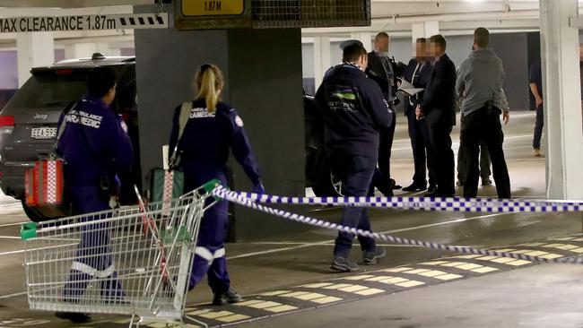 An AFP police officer was reportedly shot during a police operation in the carpark of Strathfield Plaza. Picture: Toby Zerna