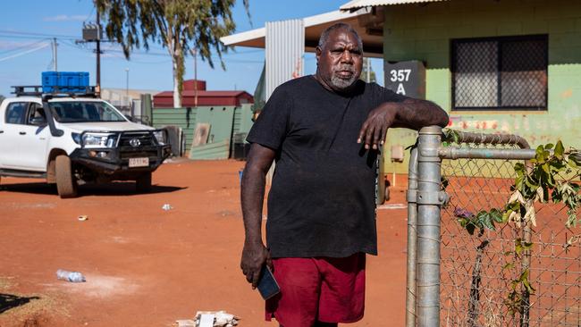 Warlpiri leader Jimmy Japanangka Langdon at his home in the Northern Territory township of Yuendumu, which is on edge ahead of the trial. Picture: Amos Aikman