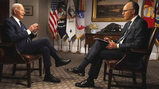 Joe Biden talks with NBC’s Lester Holt.