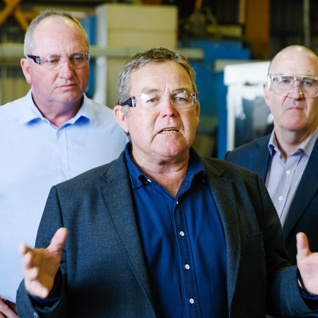 Deputy Prime Minister Barnaby Joyce and Flynn candidate Colin Boyce made the announcement at Upton Engineering, Gladstone. Picture: Brad Hunter (Office of Deputy Prime Minister)