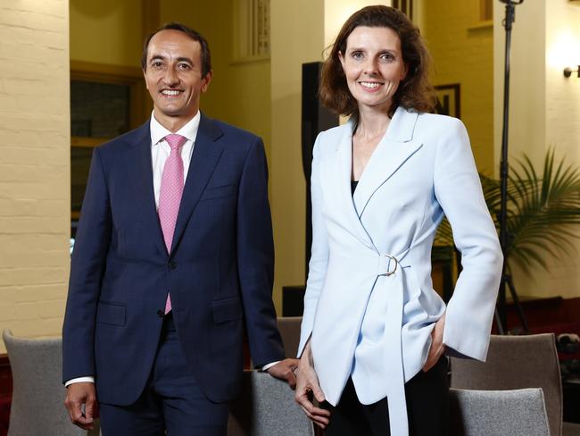 Dave Sharma and Allegra Spender at the Sky News Wentworth People’s Forum. Picture: Richard Dobson