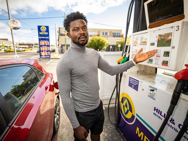 James Ojelana is frustrated at the soaring prices of fuel. Picture: Jason Edwards