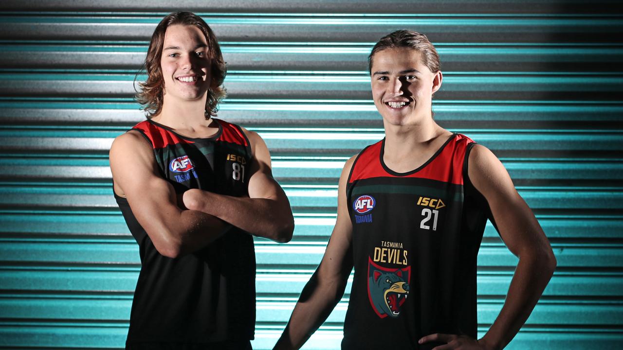 Tasmanian Sam Collins (left) was considered unlucky not to be drafted. Picture: Luke Bowden