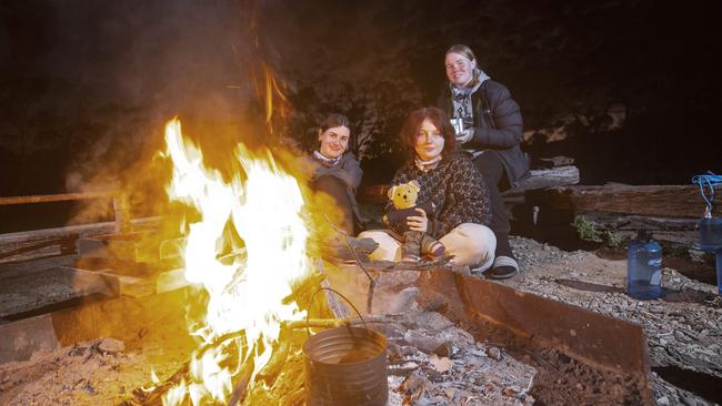 Woodville High School students Calee, 15, Jye, 14 and Charlise, 15 at Yankininna Station for Operation Flinders. Picture: Simon Cross