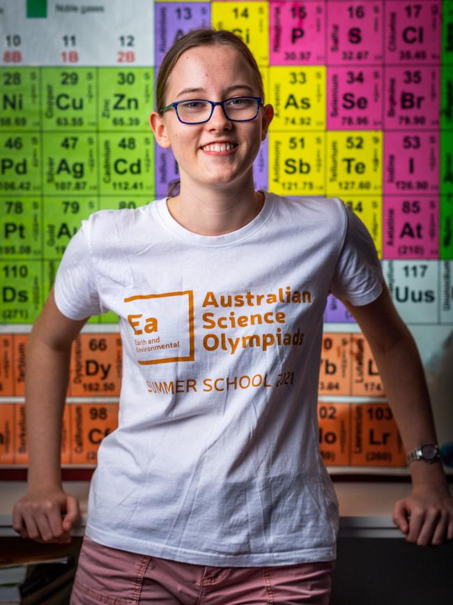 DHS student Olivia Anderson is the second kid in the NT to ever compete at International Science Olympiads. Picture: Che Chorley