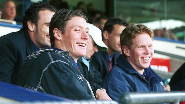 Laurence Angwin injured in the stands at Football Park while on the Crows’ list in 2001.