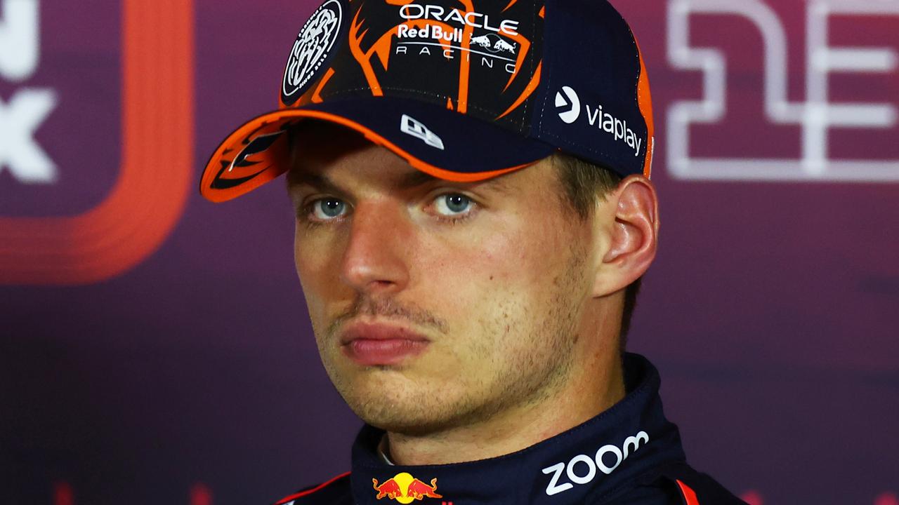 BUDAPEST, HUNGARY - JULY 20: Third placed qualifier Max Verstappen of the Netherlands and Oracle Red Bull Racing attends the press conference after qualifying ahead of the F1 Grand Prix of Hungary at Hungaroring on July 20, 2024 in Budapest, Hungary. (Photo by Bryn Lennon/Getty Images)