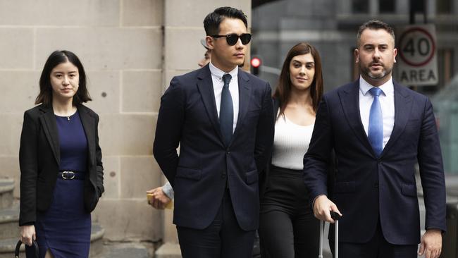 Chinese actor Yunxiang Gao at his Sydney sexual assault trial with solicitor Warwick Korn (right). Picture: Getty Images