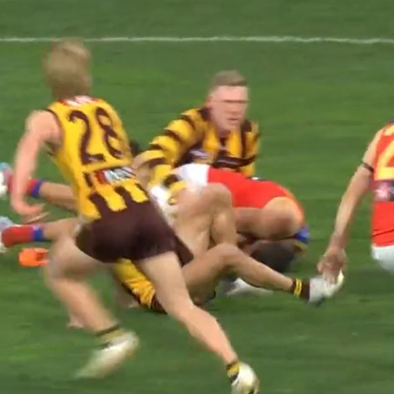 The end of James Sicily’s tackle on Hugh McCluggage.