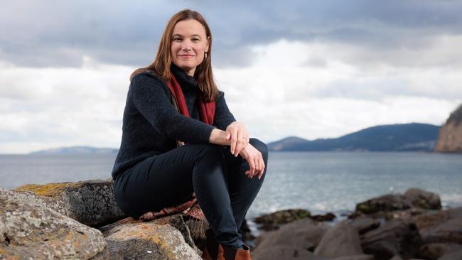 Katherine Johnson near her home at Hinsby Beach in the Hobart suburb of Taroona. Picture: Peter Mathew