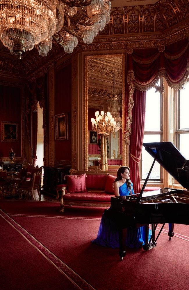 The stunning sequence was filmed in the Crimson Drawing Room at Windsor Castle. Picture: AFP/Alex Bramall / Kensington Palace