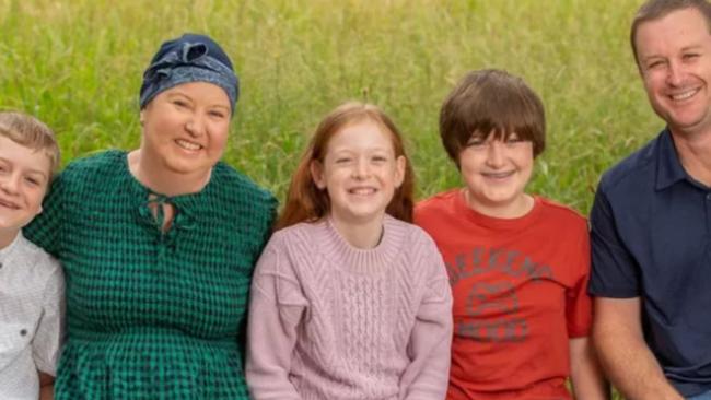 Rebecca Dean, pictured with her family, has been diagnosed with brain cancer. Picture: GoFundMe