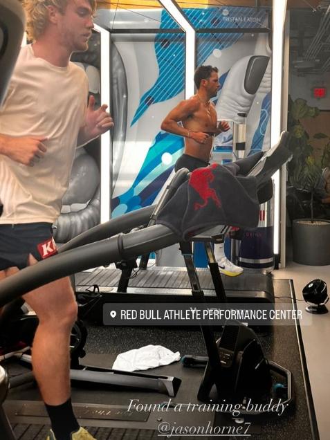 Port star Travis Boak takes cheeky jab at North Melbourne while training with Jason Horne-Francis in the US Picture: Supplied