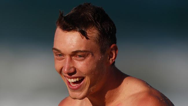 Patrick Cripps with a smile at Carlton’s pre-season training camp at Mooloolaba Beach. Picture: AFL Photos