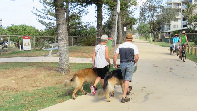 Oceanway users ride their bikes and walk their dogs along the footpath.