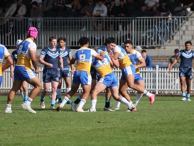 Pictured is The Peter Mulholland Cup at Ringrose Park, Wentworthville today. Patrician Brothers Blacktown v Matraville SHS. Picture: Tim Hunter.