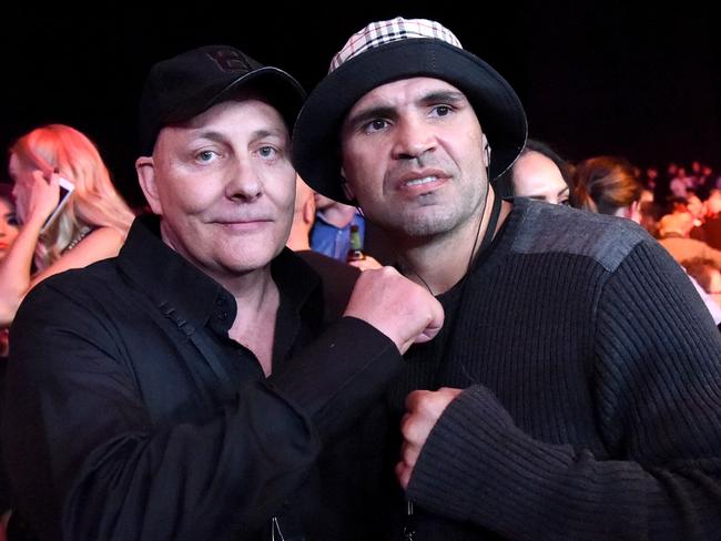 Anthony Mundine ringside at the Hisense Arena.