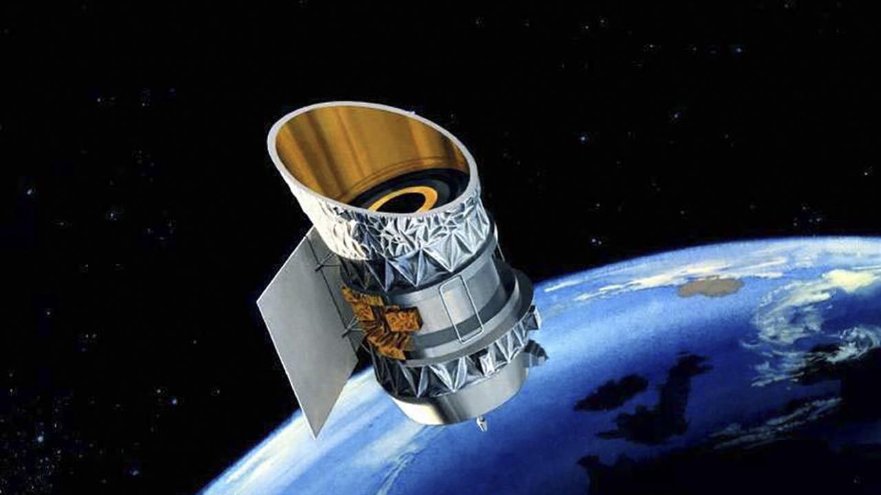 An illustration of IRAS, one of the satellites at risk of colliding, that was launched and later retired in 1983. Picture: NASA / AFP