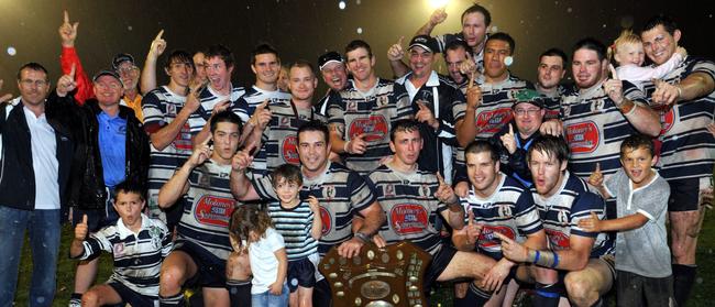 The Brothers team celebrate their win over Easts in the Grand Final at Salter Oval on Sunday night.Photo: Mike Knott lea0509a