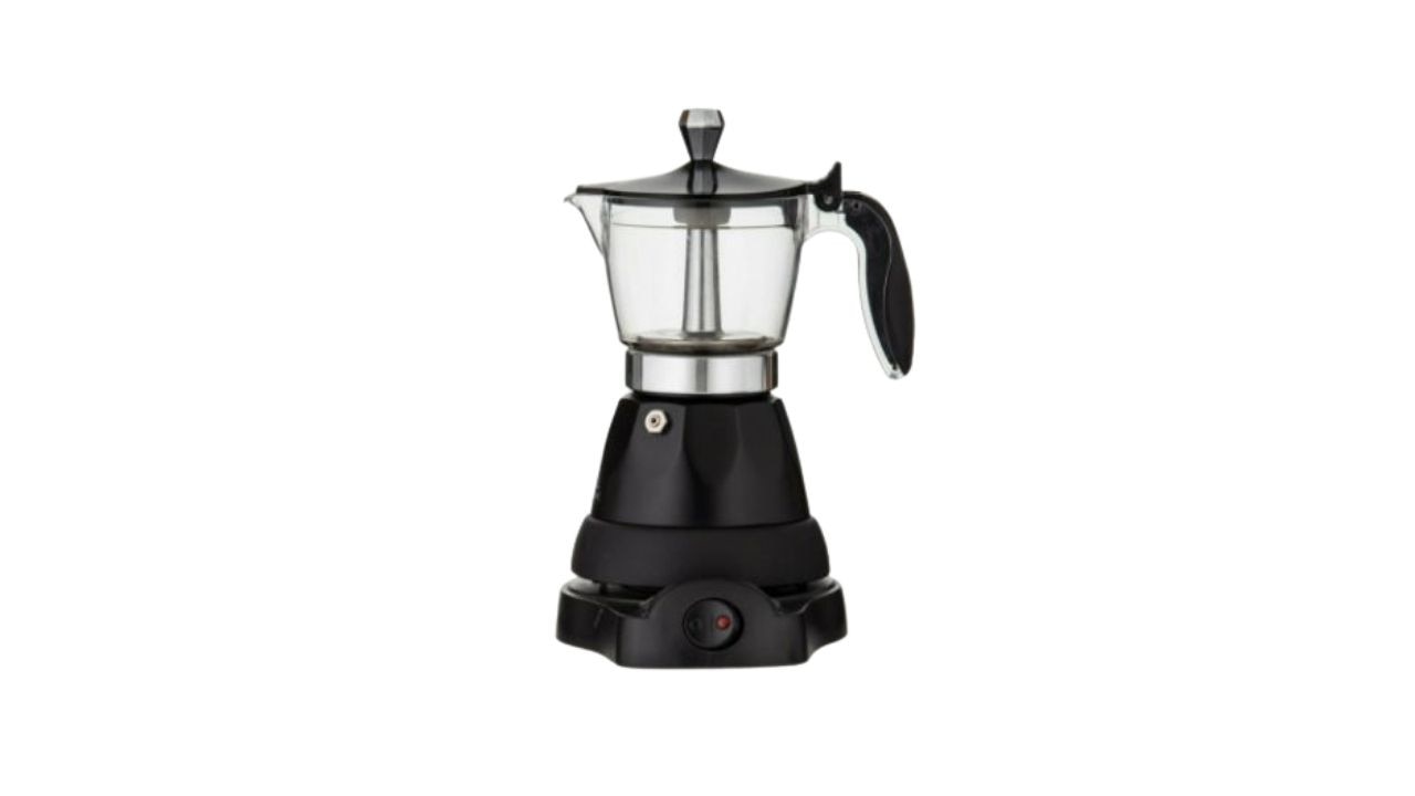 Leaf &amp; Bean Electric Espresso Maker Italian Coffee Percolator 3 cup Black/Silver. Picture: Catch.