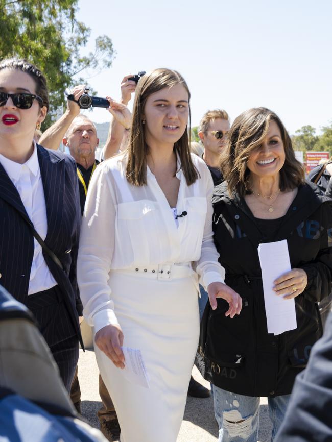 Brittany Higgins at the Canberra Womens March 4 Justice where women rallied demanding action against sexism and gendered violence. Picture: Getty