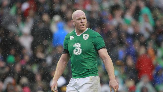 Ireland captain Paul O’Connell leaves the pitch after playing against Wales.