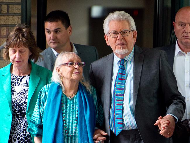 Rolf Harris leaves court with his wife Alwen Hughes after being found guilty of 12 indecent assault charges in June, 2014. Picture: Ben A. Pruchnie/Getty Images